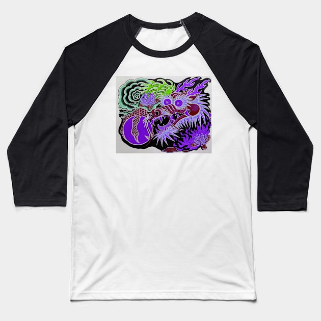 Neon Dragon With 4 Elements Variant 18 Baseball T-Shirt by Boogie 72